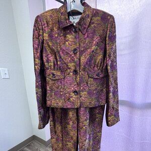 Carlisle Purple & Gold Brocade Pant Suit Size 6 Two-Piece Set